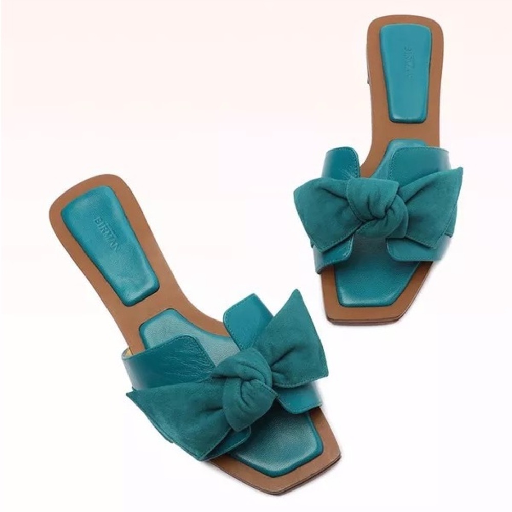 Alexandre Birman Maxi Clarita Flat Sandal in Blue / Teal